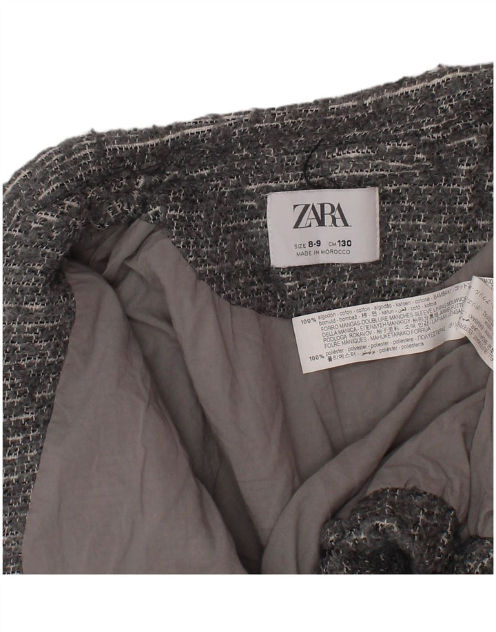 ZARA Crop Bomberjacke für Mädchen, 8–9 Jahre, grau gesprenkelte Baumwolle