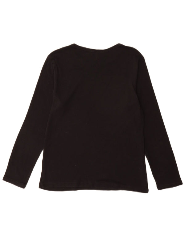 Marks & Spencer Damen Top Langarm UK 14 Medium Schwarz Baumwolle