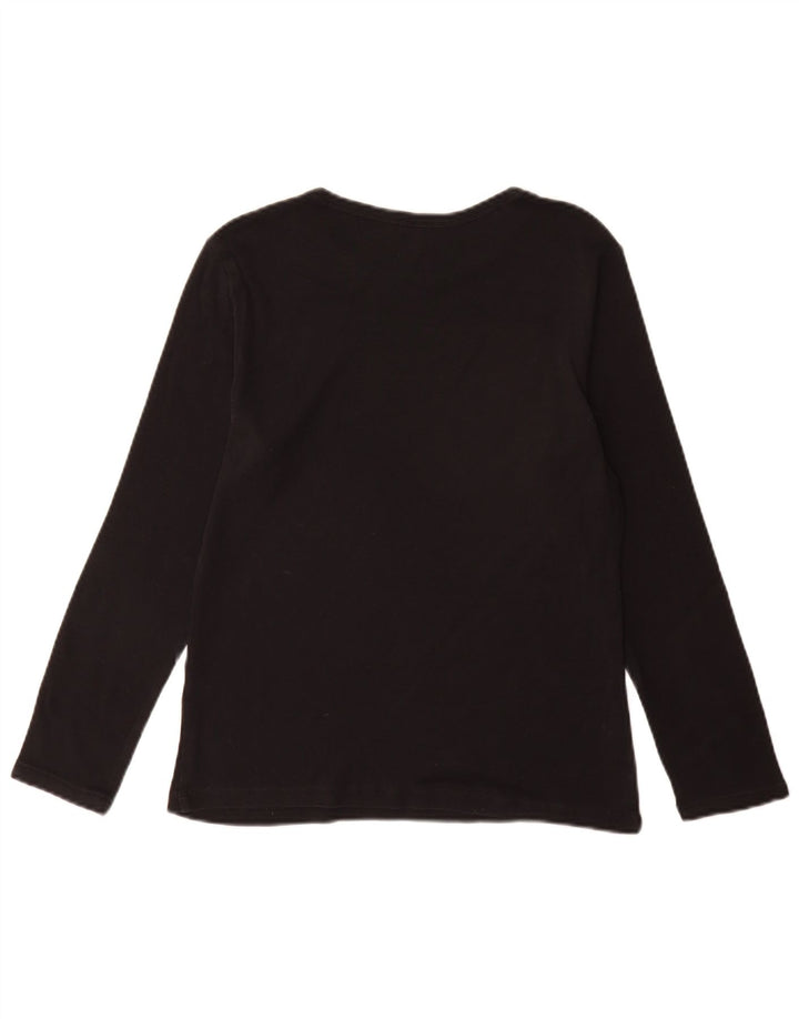 Marks & Spencer Damen Top Langarm UK 14 Medium Schwarz Baumwolle