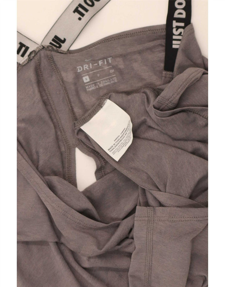 Nike Damen Dri Fit Grafik-Weste-Oberteil UK 8 Small Graues Colourblock-Polyester