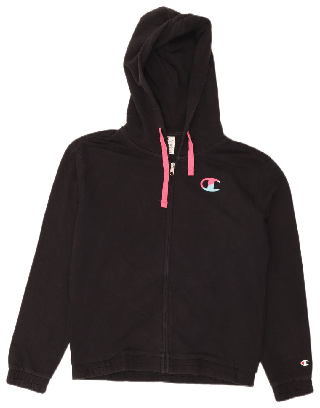 CHAMPION Damen-Kapuzenpullover mit Reißverschluss, UK 14, mittelschwarz, Baumwolle