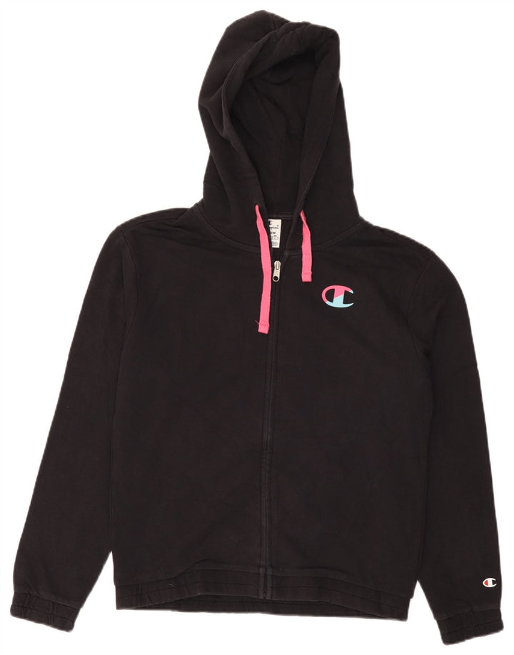 CHAMPION Damen-Kapuzenpullover mit Reißverschluss, UK 14, mittelschwarz, Baumwolle