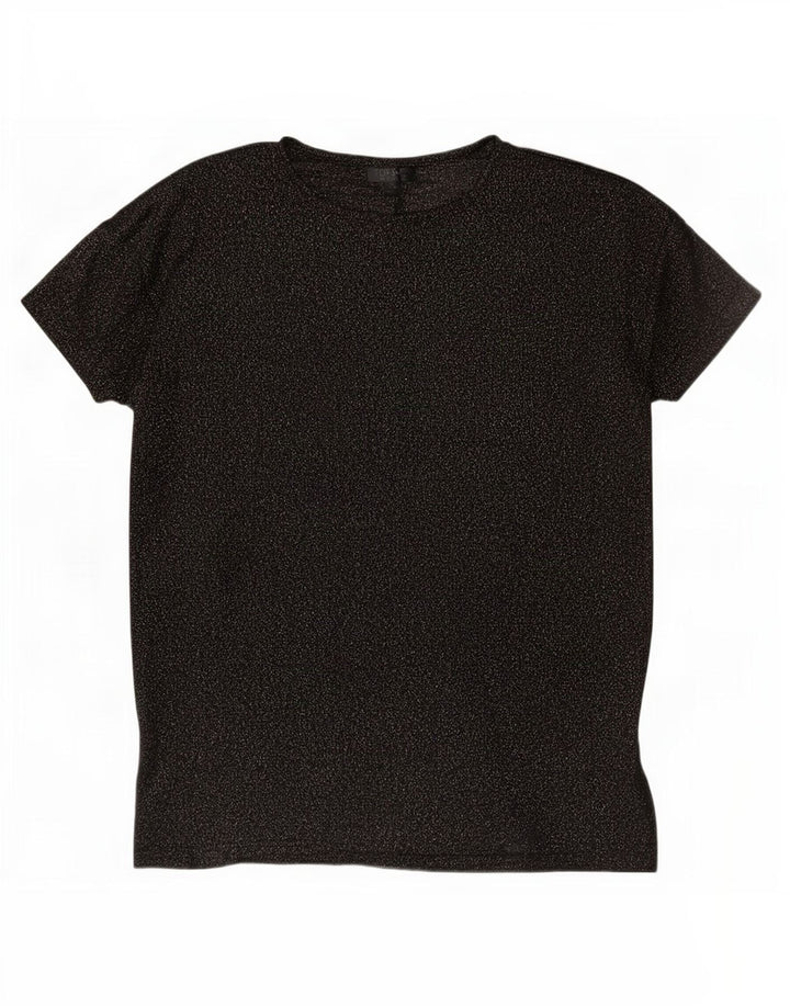 Topshop Damen-T-Shirt in Übergröße, Gr. 8, Größe S, schwarz gesprenkeltes Polyester