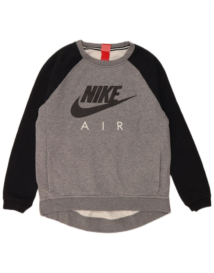 Nike Herren-Sweatshirt mit Grafik, Größe S, Grau, Colourblock-Baumwolle