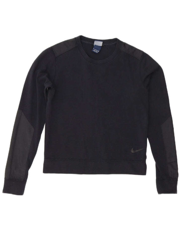Nike Damen Sweatshirt Pullover UK 10 Small Schwarz Baumwolle
