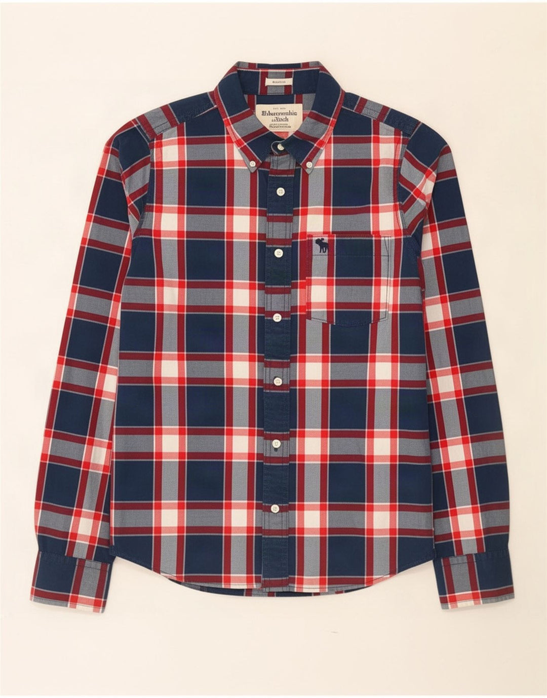 Abercrombie & Fitch Herrenhemd aus Baumwolle, mittelgroß, marineblau, kariert