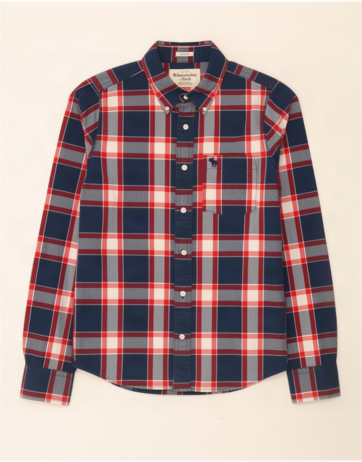 Abercrombie & Fitch Herrenhemd aus Baumwolle, mittelgroß, marineblau, kariert