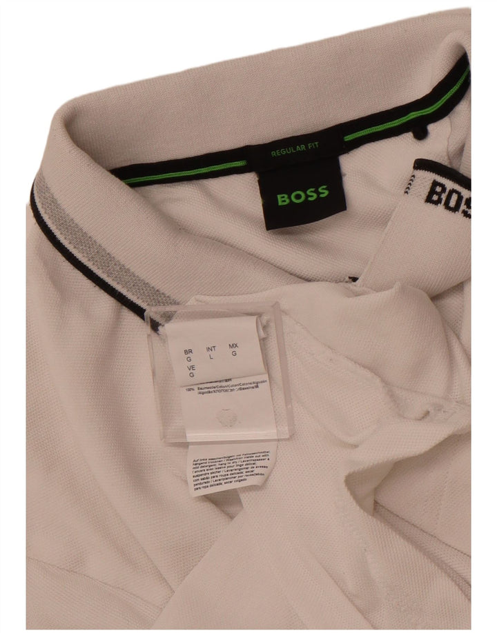HUGO BOSS Herren-Poloshirt mit normaler Passform, große weiße Baumwolle