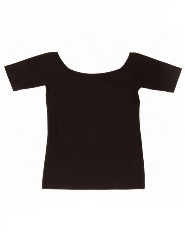 Zara Damen Crop Bluse Top UK 8 Small Schwarz