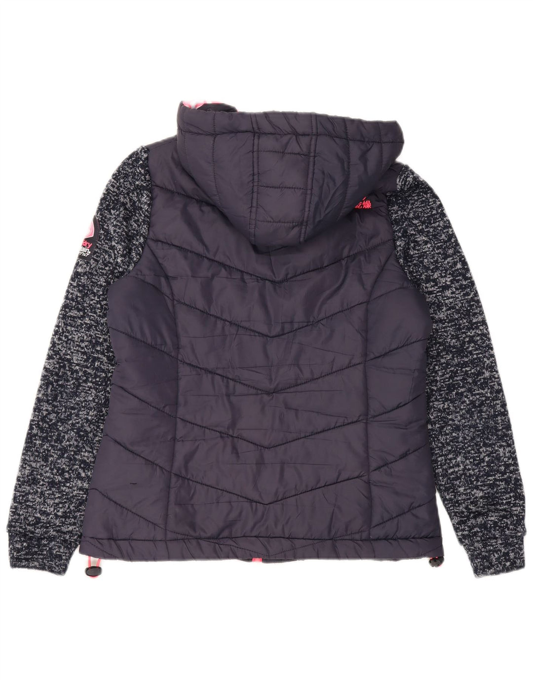 Superdry Wattierte Jacke mit Kapuze für Damen, UK 12, mittelgroß, marineblau gefleckt