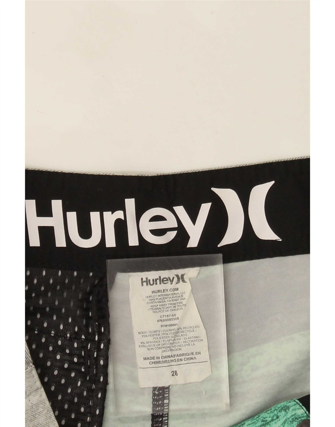 Hurley Herren-Badeshorts, klein, grau gestreift, Polyester