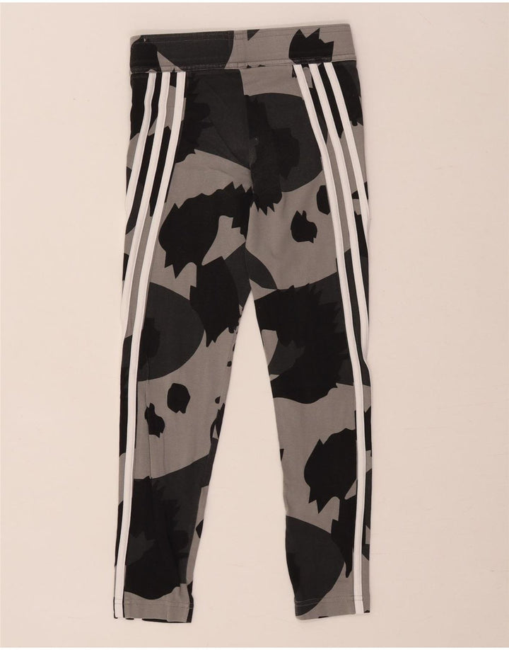 Adidas Mädchen-Leggings, 9–10 Jahre, graue Camouflage-Baumwolle