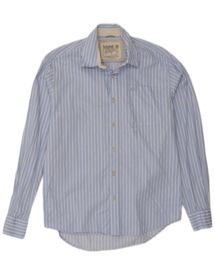 Timberland Herren-Hemd mit normaler Passform, klein, blau gestreift, Baumwolle