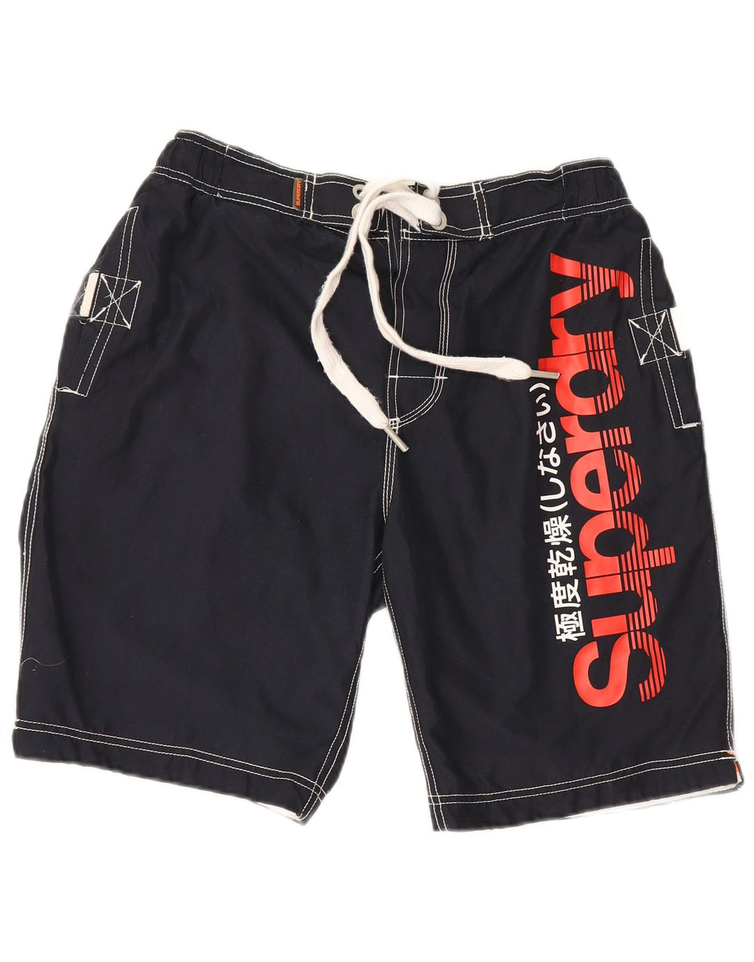 Superdry Herren Graphic Regular Badeshorts, groß, Marineblau, Polyester