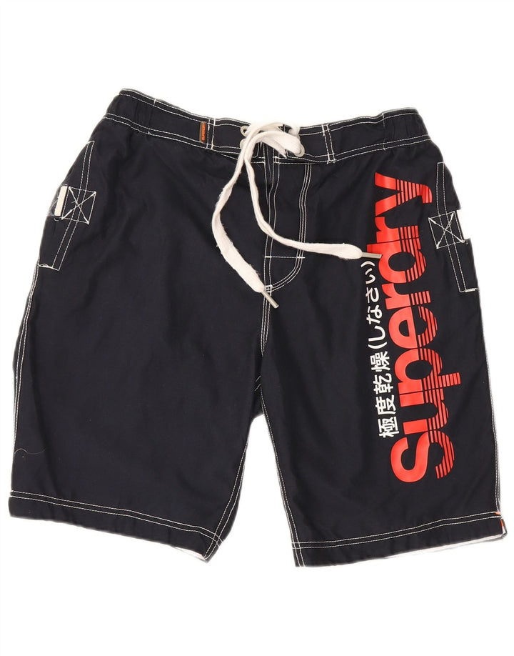 Superdry Herren Graphic Regular Badeshorts, groß, Marineblau, Polyester