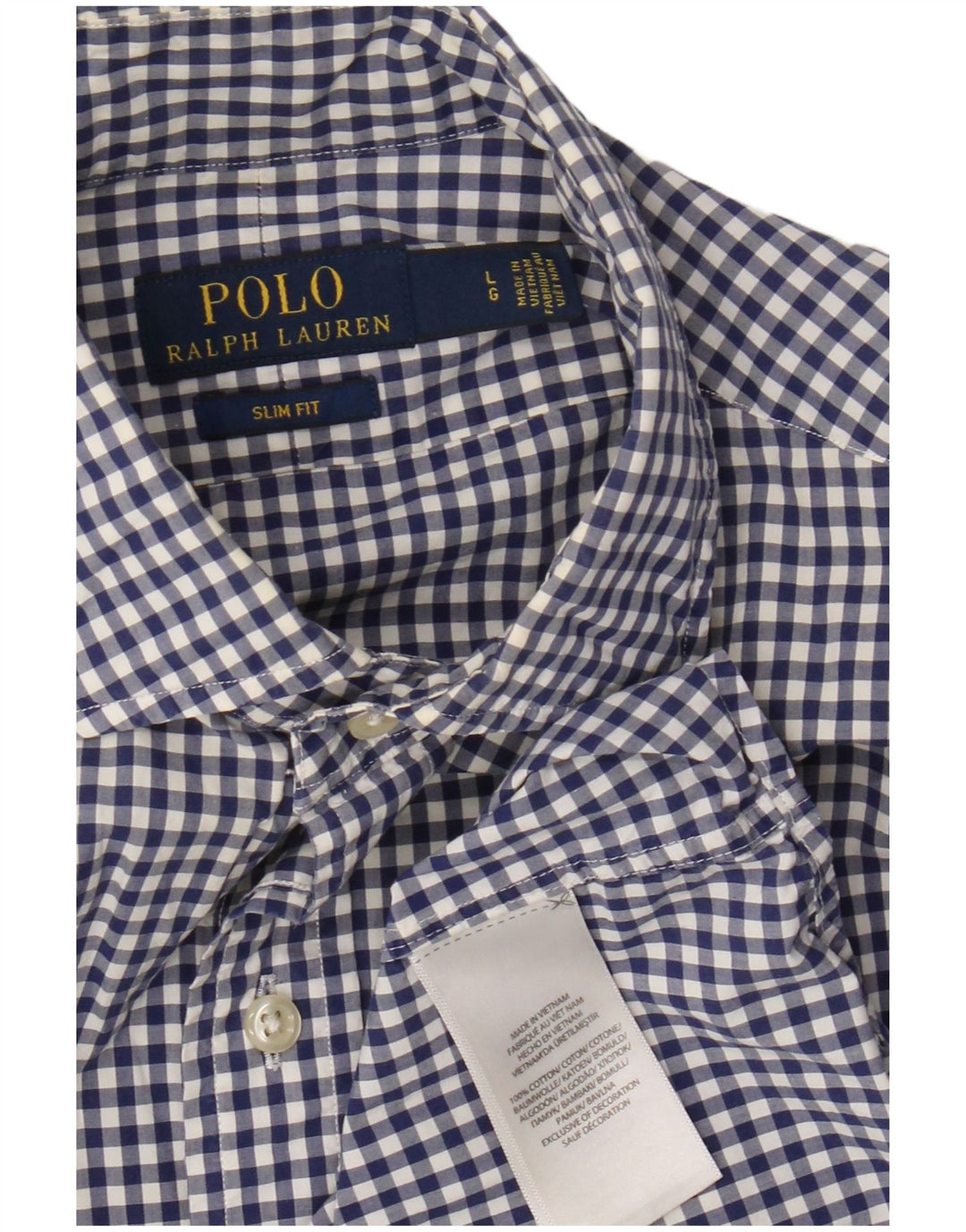 Polo Ralph Lauren Herren-Slim-Fit-Hemd, große blaue Gingham-Baumwolle