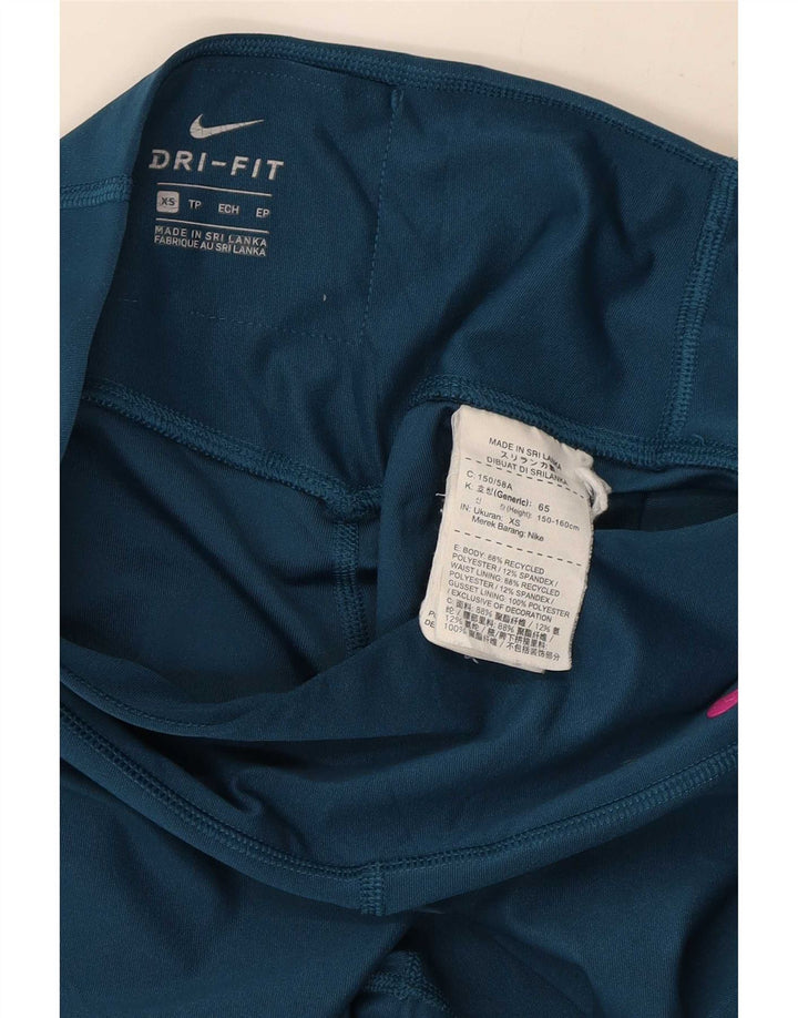 Nike Damen Dri Fit Graphic Leggings UK 6 XS Blau Polyester
