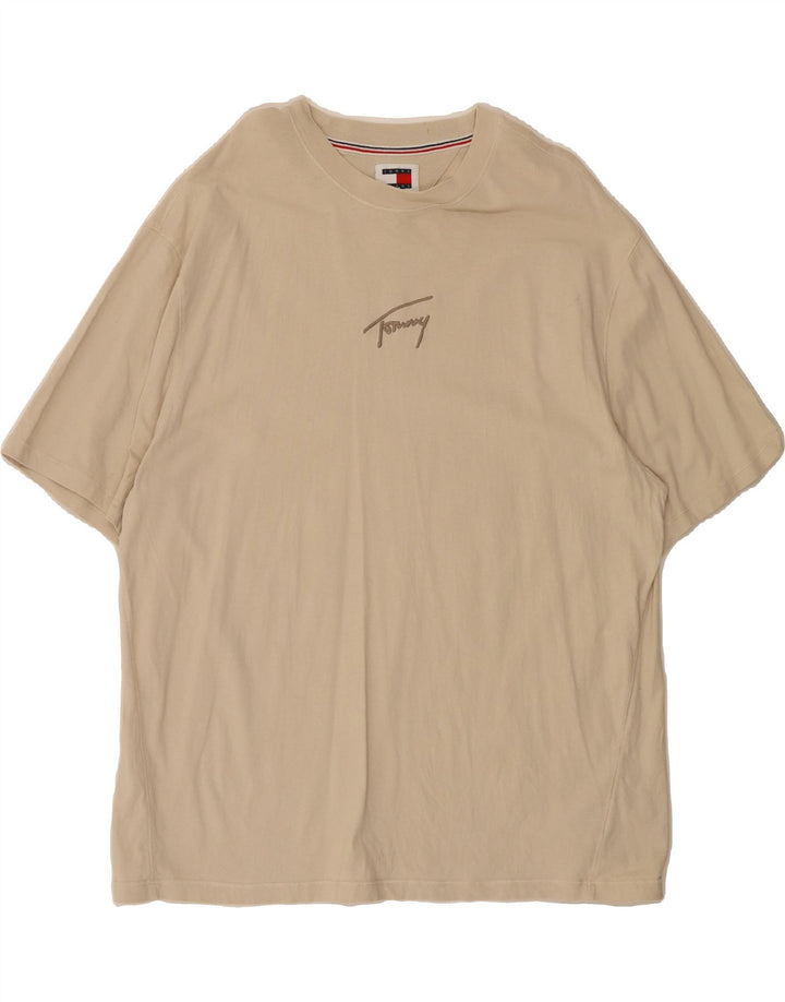 TOMMY HILFIGER Mens T-Shirt Top Large Beige Cotton Vintage Tommy Hilfiger and Second-Hand Tommy Hilfiger from Messina Hembry 