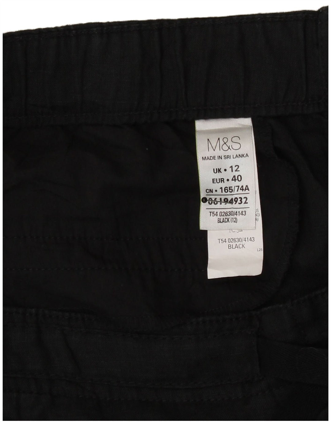 Gerader Damenrock von Marks & Spencer UK 12 Medium W32 Schwarzes Leinen