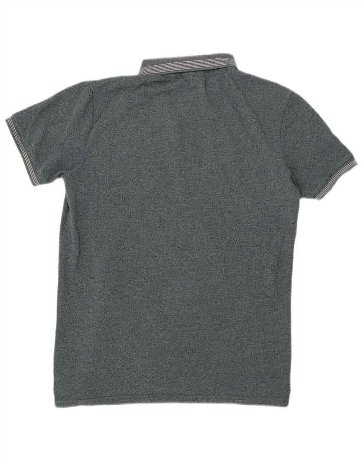 Benetton Herren-Poloshirt mit Grafik, mittelgrün meliert