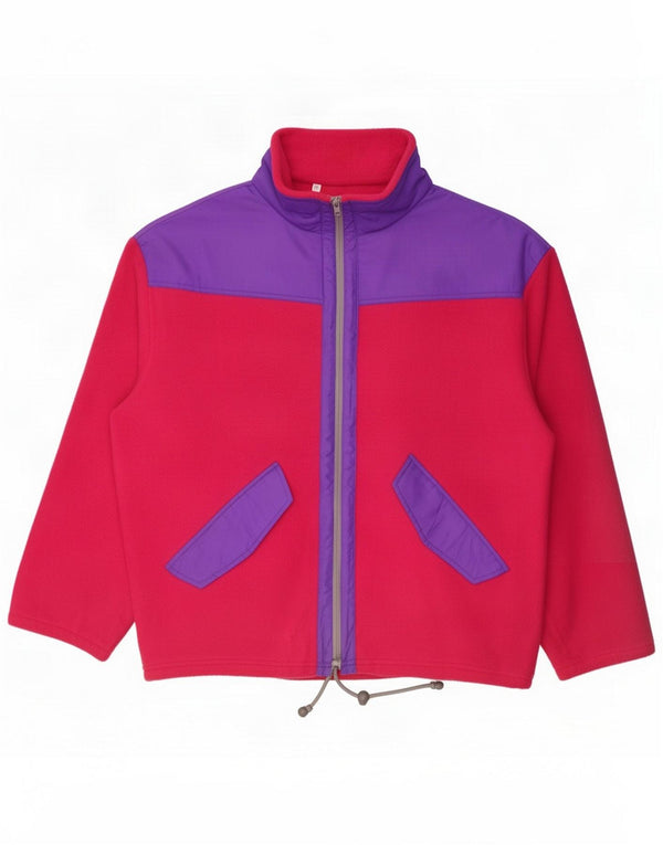 Vintage Damen Fleecejacke IT 52 2XL Pink Colourblock