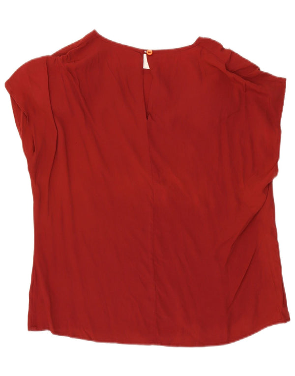 Vintage Damen Bluse Top IT 46 Große rote Seide