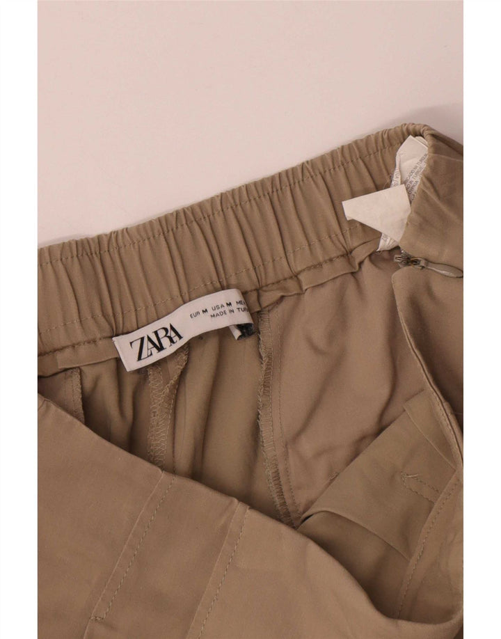Zara Damen Cullotes Bermudashorts Medium W28 Beige Baumwolle