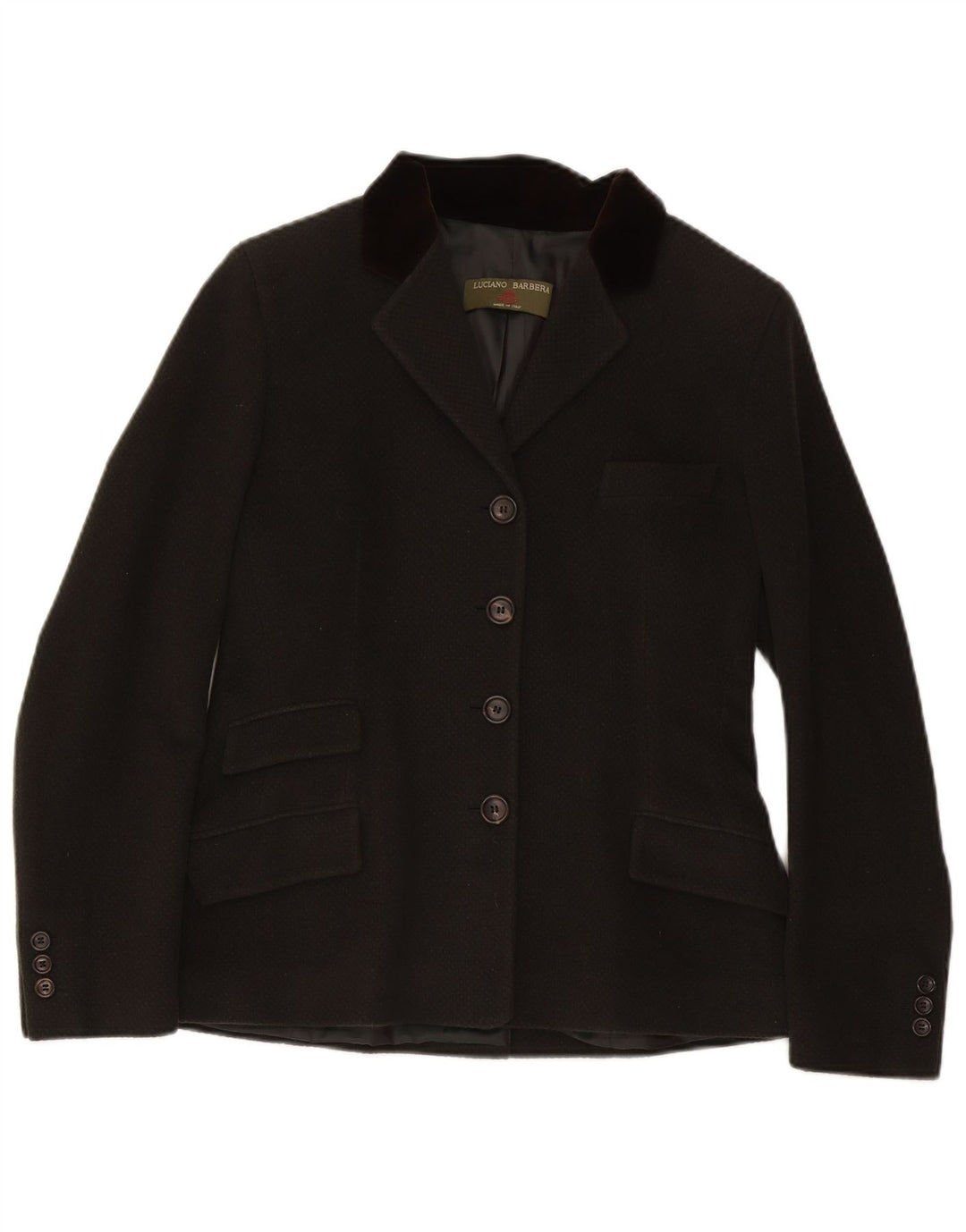 Luciano Barbera Damen 4-Knopf-Blazerjacke IT 44 Mittelgrün Angora