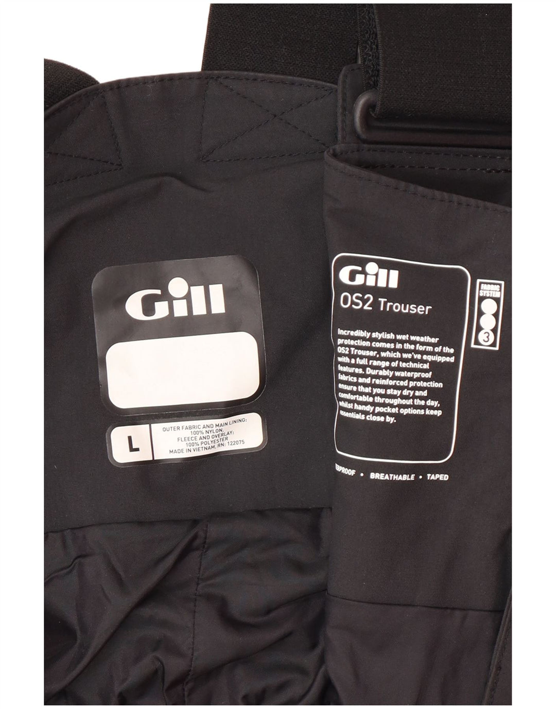 GILL Herren Cargo-Latzhose, wasserdichte Hose, groß, schwarzes Nylon, nautisch