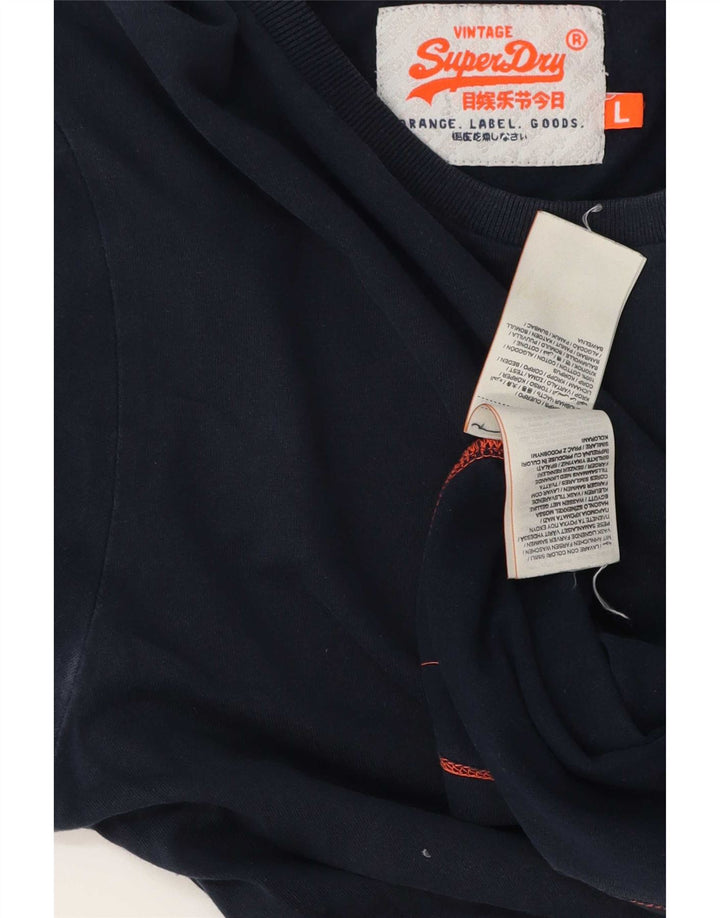Superdry Herren T-Shirt Top Large Marineblau Baumwolle