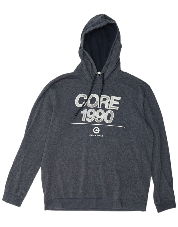 Jack & Jones Herren-Kapuzenpullover mit Grafik, 2XL, blaue Baumwolle
