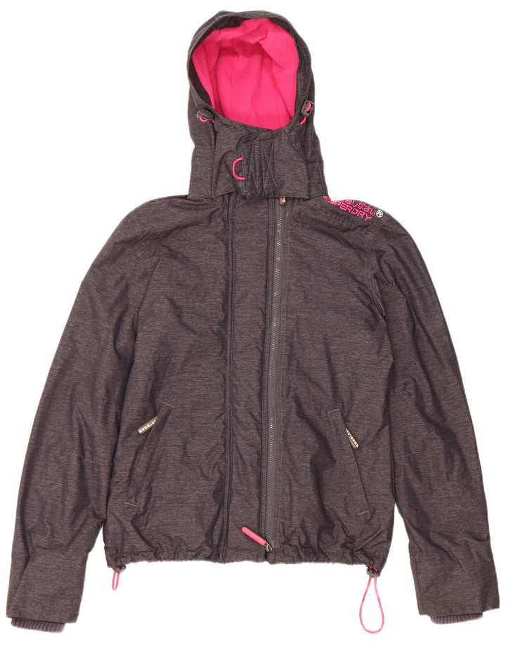 Superdry Damen Windcheater Kapuzen-Windjacke UK 14 Medium Schwarz