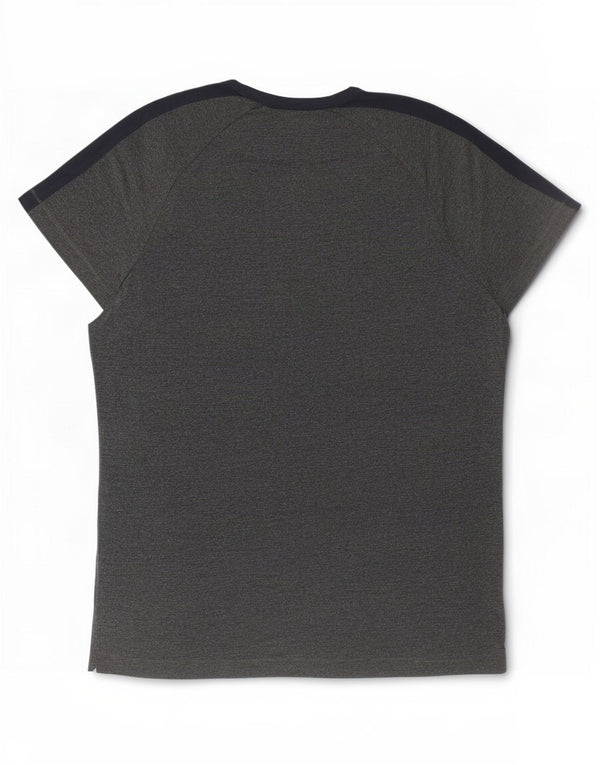 French Connection Herren-T-Shirt-Oberteil XL aus grauer Colourblock-Baumwolle