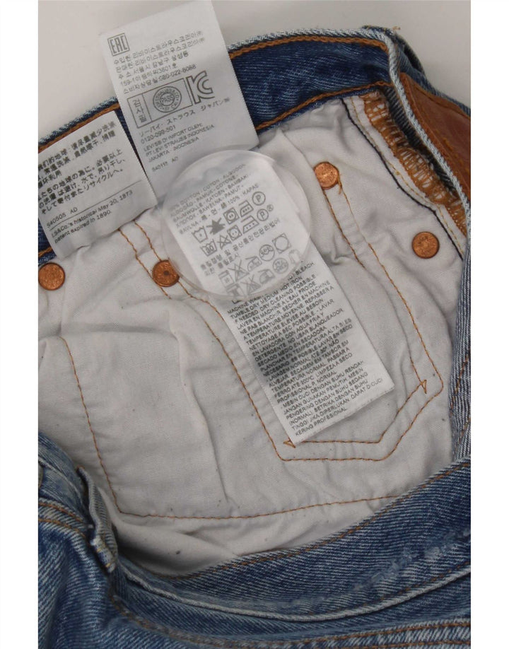 Levi's Damen 501 Distressed Straight Jeans W28 L32 Blaue Baumwolle