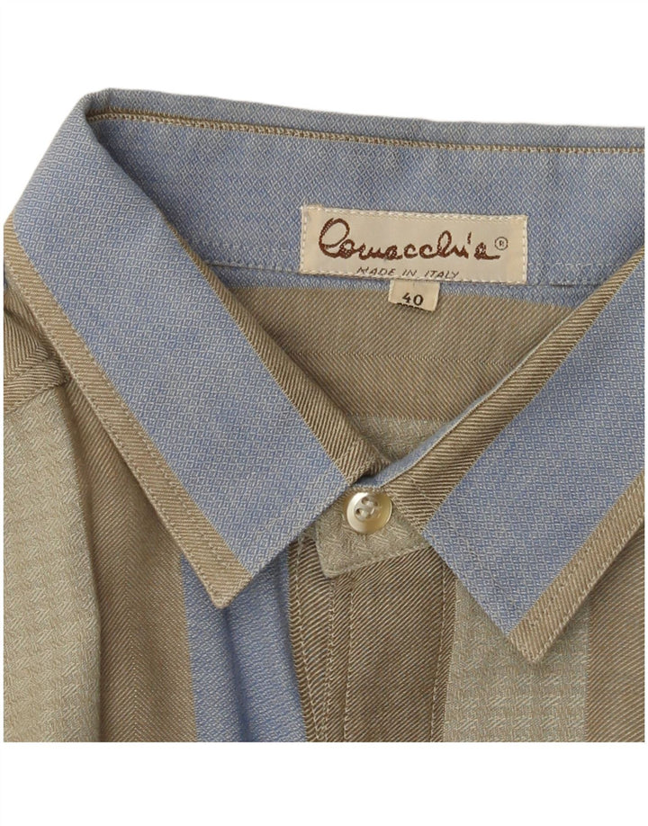 VINTAGE Herrenhemd Größe 40 Medium Khaki gestreift