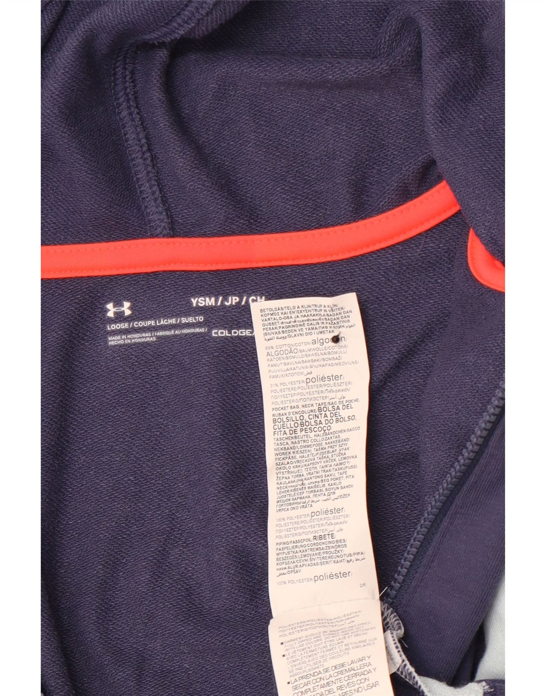 UNDER ARMOUR Jungen Cold Gear Kapuzenpullover mit Reißverschluss, 7–8 Jahre, Größe S, Marineblau