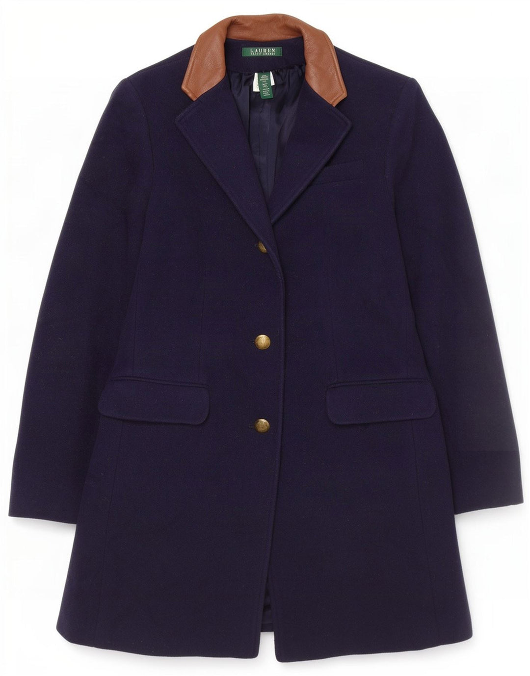 Ralph Lauren Damenmantel US 6 Medium Navy Blue Colourblock Wolle