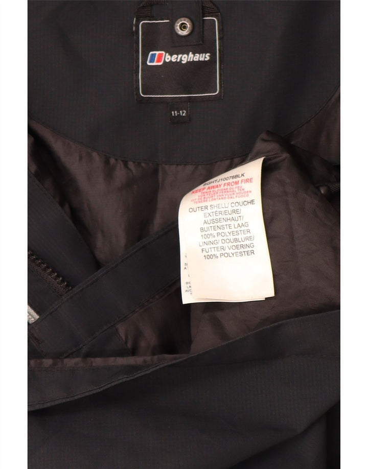 Berghaus Jungen-Windbreakerjacke mit Kapuze, 11–12 Jahre, schwarzes Polyester