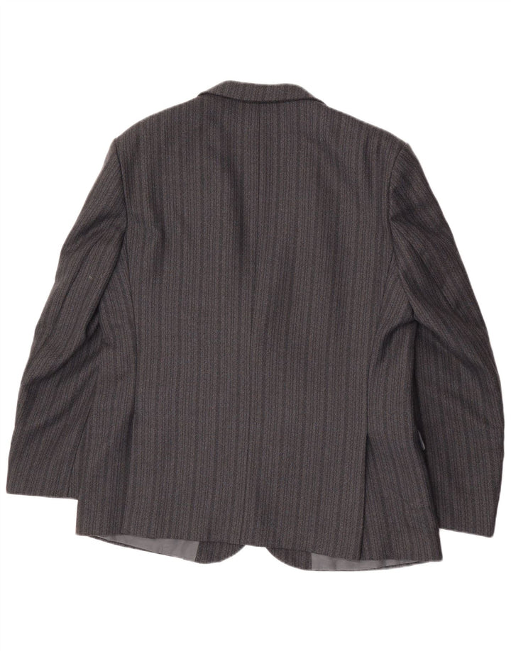 Vintage Herren 2-Knopf-Blazerjacke UK 44 2XL Grau gestreiftes Terylen