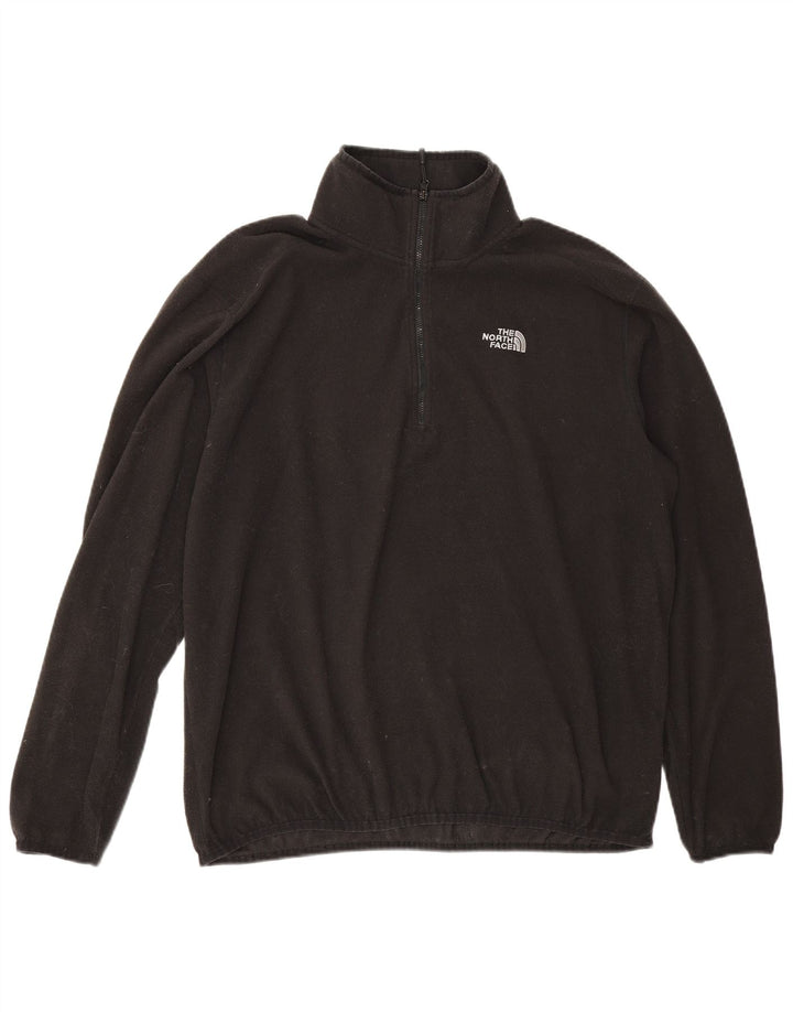 The North Face Herren-Fleecepullover mit Reißverschluss am Hals, groß, aus schwarzem Polyester