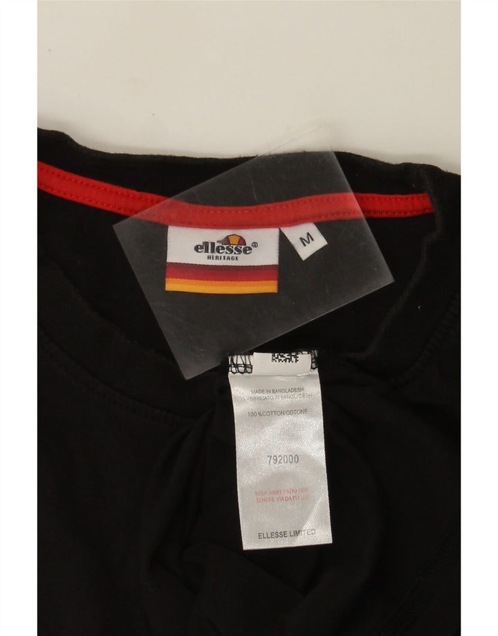 Ellesse Herren-Grafik-T-Shirt-Oberteil aus mittelschwarzer Baumwolle