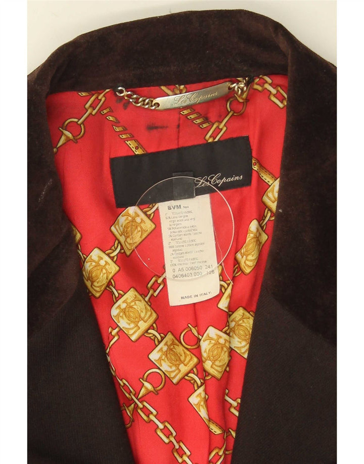 Les Copains Damen 3-Knopf-Blazerjacke IT 52 2XL Braune Schurwolle