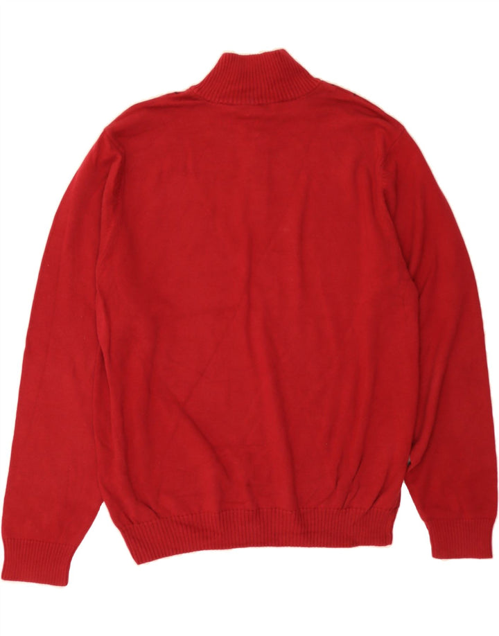 IZOD Mens Zip Neck Jumper Sweater Large Red Argyle/Diamond Cotton Vintage Izod and Second-Hand Izod from Messina Hembry 
