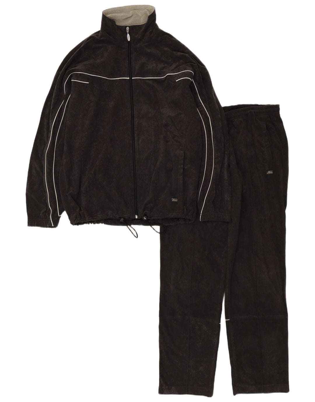 Asics Herren-Trainingsanzug aus Velours, groß, aus schwarzem Polyester