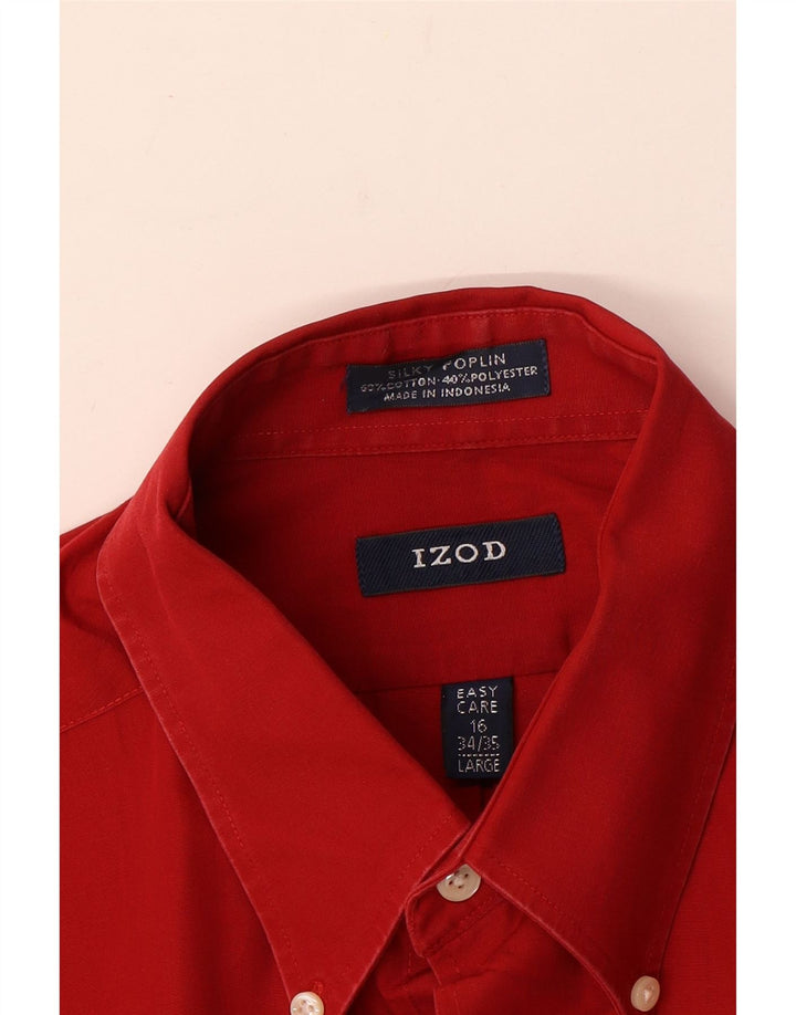 Izod Herrenhemd Größe 16 Große rote Baumwolle