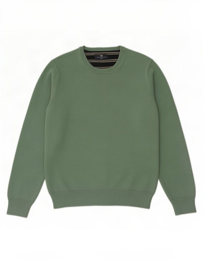 Marks & Spencer Herren Blauer Harbour-Pullover mit Rundhalsausschnitt Mittelgrün
