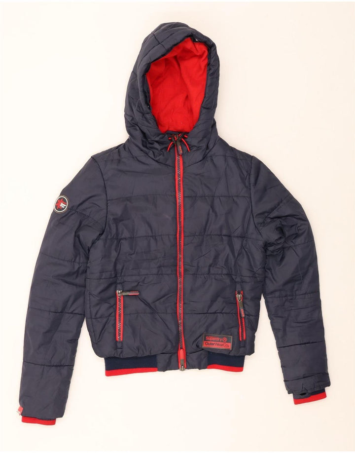 SUPERDRY Wattierte Herrenjacke mit Kapuze, UK 36, Größe S, Marineblau, Polyester
