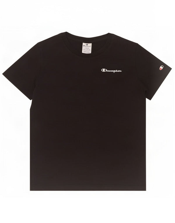 Champion Damen T-Shirt Top UK 14 Large Schwarz Baumwolle