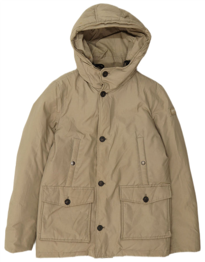 Woolrich Wattierte Jungenjacke mit Kapuze, 11–12 Jahre, beige Baumwolle