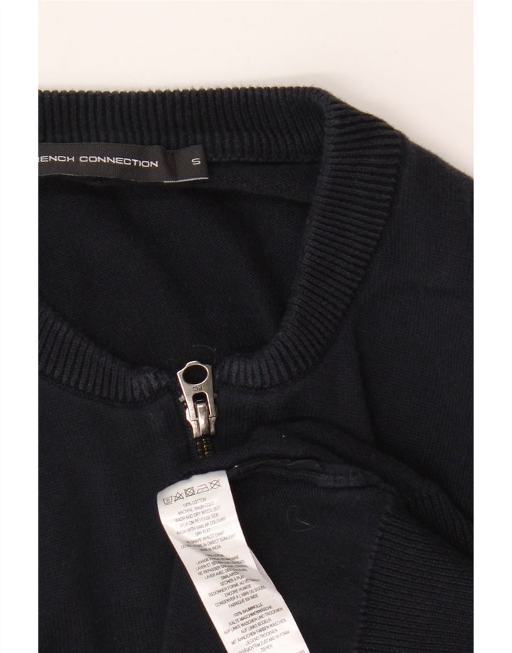 French Connection Herren-Strickjacke, Größe S, marineblaue Baumwolle